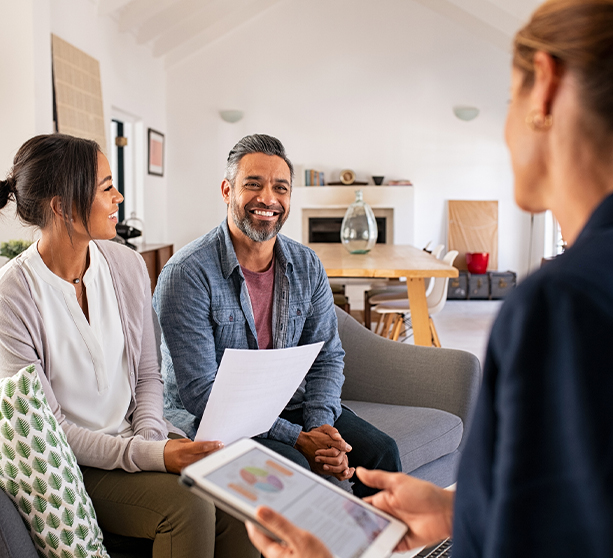 couple consulting with realtor